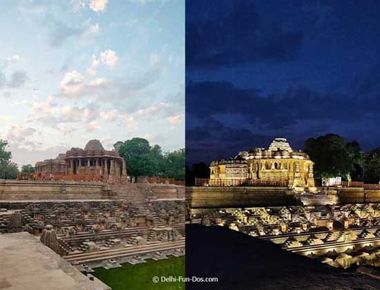 Modhera sun temple day and night